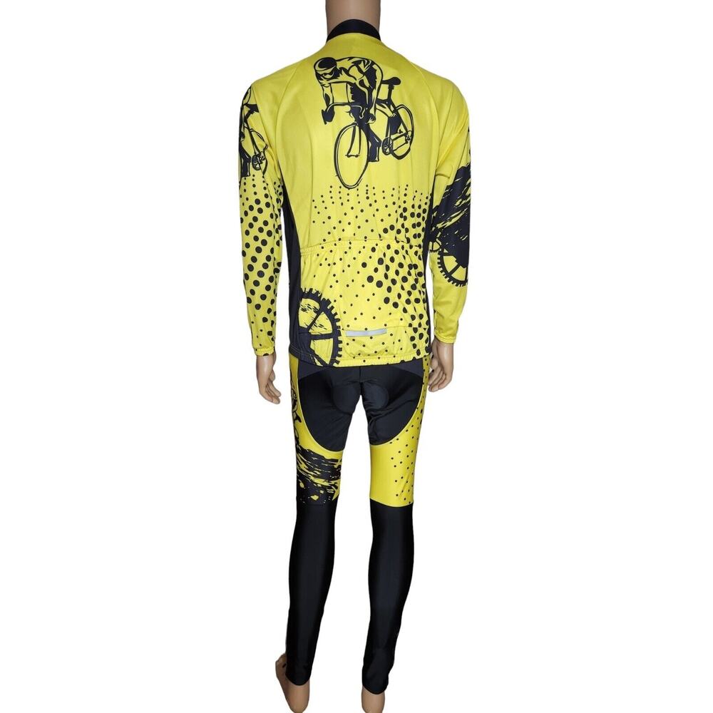 Moxilyn Cycling Long Sleeved Jersey and Bib pants XLarge Yellow Black NWT - Picture 4 of 12